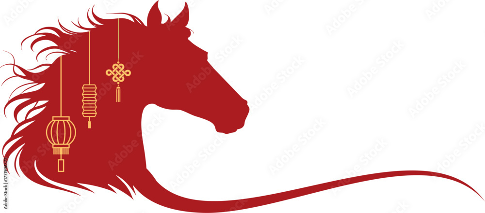 Red chinese horse shio of vector illustration 素材庫向量圖 | Adobe Stock
