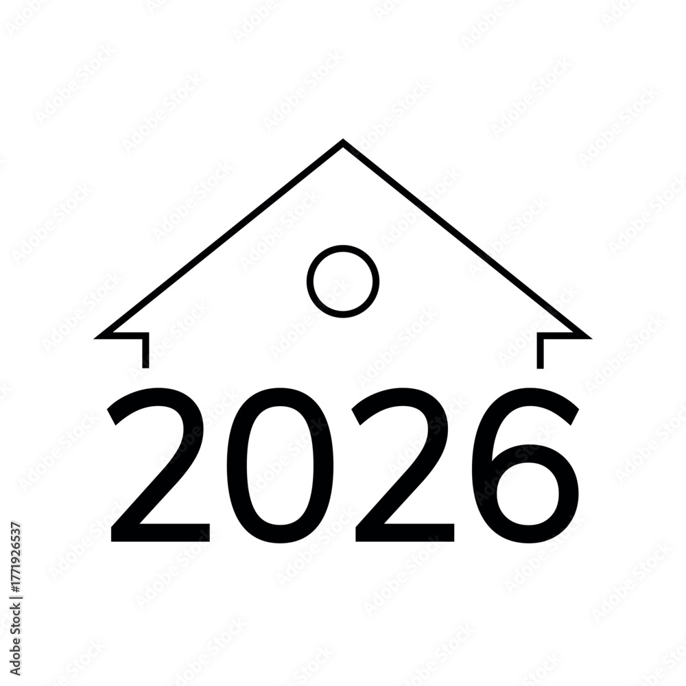 icons. 2026. a collection of minimalist icons depicting the year 2026 ...