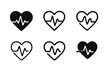 © Coosh448 - Heart Pulse Logos. Heart rate monitoring. Set Logo of Heart rate monitoring: pulse waveform within heart. harmonious logo variations of the same emblematic