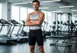 © Meow Creations - Muscular man in athletic wear standing with crossed arms in a bright professional gym