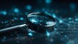 © irawan - Magnifying glass rests upon a complex network of glowing digital connections in a dark environment