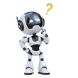 © M Novian F - 3D Cute Robot assistant in Thinking Gesture with Question Mark