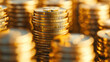 © 智豪 黄 - Stacks of golden coins with subtle reflections, symbolizing savings, investment, and financial security.