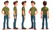 © nasimulpln - Cartoon man character turn around sheet vector illustration