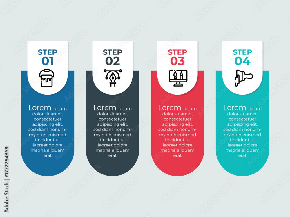 เวกเตอร์ Stock Line step infographic. 4 options workflow diagram ...