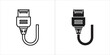 © Jakir vai stock - Set of two icons representing a network cable connector, one outlined and one solid black