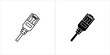 © Jakir vai stock - Two icons of an ethernet cable connector, one in outline and one in solid black