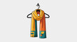 © Albina - Colorful scarf hanging on a hook in modern graphic design for winter fashion
