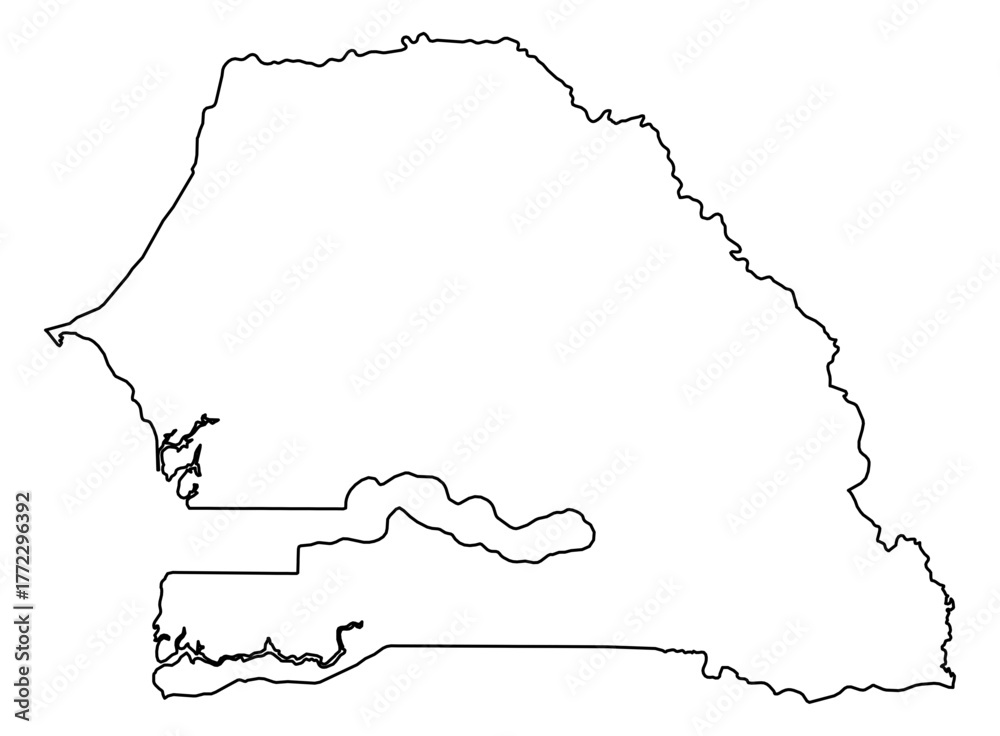 Senegal Vector Map Outline | Editable Senegal SVG Line Art | Minimalist ...
