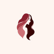 © azi - Elegant woman profile illustration with long flowing red hair, beauty and fashion concept, stylized minimalist design.