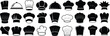 © Tarek - Collection of black and white chef hats and cloches vector icons toque blanche cooking hat