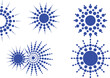 © Parvej stock - Abstract Blue Sunburst and Starburst Dot Patterns on White Background