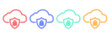 © Moynul Haque - Four colorful cloud icons with shield and lock symbol inside, representing cloud security and data protection
