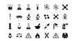 © Steven - A comprehensive set of black solid glyph icons representing chemistry, scientific research, and laboratory safety symbols