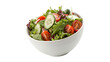 © Anatoli - Fresh garden salad with mixed greens, tomatoes, and cucumbers served in a white bowl for a healthy meal on a transparent background