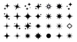 © Pemudasetempat - Collection of various starburst and sparkle shapes in black silhouette on a white background.