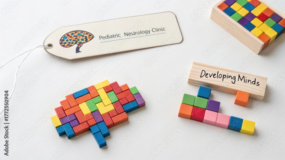 Colorful Block Brain Puzzle Displaying Pediatric Neurology Concepts ...