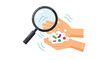 © Mimi - Magnifying glass reveals colorful germs and bacteria on clean hands with soap bubbles, emphasizing hygiene awareness and scientific discovery