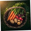 © Mintanur Rahman - Fresh organic raw vegetables including carrot, tomato, cucumber, cabbage, and spinach arranged on rustic wooden table, natural daylight, healthy food, nutrition, and agriculture background photography