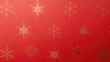 © AkuAku - Close-up view of red wrapping paper adorned with gold snowflake patterns, ideal for festive gift presentations