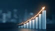 © rafaelnlins - A 3D bar graph with an upward arrow illustrates financial improvement, investment success and strong market expansion
