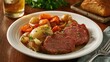 © TheWaterMeloonProjec - Corned beef and cabbage meal accompanied by vegetables, fiber-dense choice