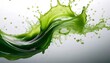 © Lilimanatasa - A dynamic liquid motion advertisement for a healthy drink or smoothie featuring a solitary green juice splash on a white background