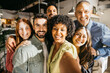 © Jordi Salas - Group of diverse business people taking selfie in office