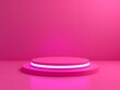 © HR - Modern pink stage with neon light accent for product display