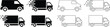 © Ayyam - Flat delivery vehicle vector icons showing van and box truck in solid and outline styles with motion variations