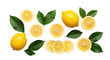 © Saim Art - Fresh lemons and leaves transparent background cutout png
