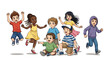 © filipe - Illustration of diverse group of children engaged in playful activities showcasing childhood