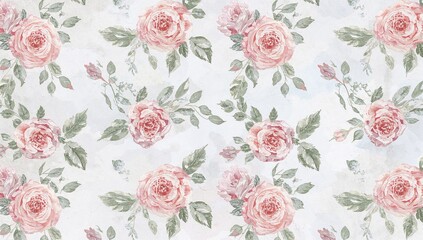  Watercolor illustration of flowers, floral texture for fabric design, suitable for background use