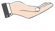 © Сергій Рудик - Cartoon human hand with formal suit sleeve showing open palm gesture for giving receiving or presenting