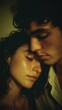 © Evon J - Young caucasian couple in intimate close-up embrace with serene expression