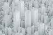 © Rendara Studio - 3D futuristic white cityscape with detailed skyscrapers