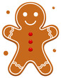 © Ruslan - Smiling gingerbread man cookie with white icing and red buttons a festive holiday sweet treat illustration