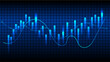 © BHP Studio - Glowing blue financial chart with candlestick patterns and line graph on grid background, representing data analysis