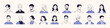 © Paper Trident - Contour set of business avatars. Happy faces of employees for user profiles. Different portraits of diverse office workers with joyful smiles. Flat isolated vector illustrations on a white background.
