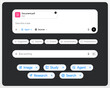 © artempo - LLM interface elements. AI chat UI template: prompt, input field, chip, button, PDF attachment, source, research, reason and agent mode. Chat gpt style window dashboard mock-up. Vector illustration.