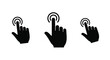 © Rokiya - Three black silhouettes of hands pressing circular buttons or touchscreens