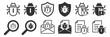 © Pavlo - Bug and virus icon set. Malware, phishing and cyber threat symbols on transparent background