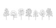 © jisan - Collection of hand drawn sketchy trees in a row on white background