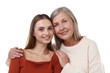 © New Africa - Mother and daughter hugging on white background