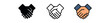 © Design Ful - holding hands icon on white background Black silhouette flat icon outline icon and colored icon style. 1x3 grid. three minimal vector icon style. centered composition clear white space