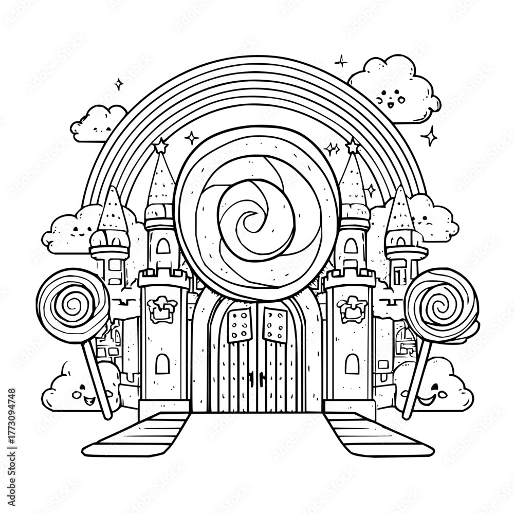 Sweet candy land castle coloring page for kids and adults for ...