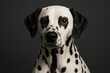 © Jelena - Elegant Dalmatian dog portrait on dark grey with crisp spots and soulful gaze