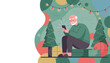 © Creative Office Pro - Lonely senior man using smartphone at Christmas Holiday isolation and depression concept