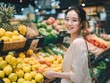 © oliv-walk - Asian Woman Grocery Shopping at Supermarket