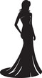 © Md.Al-amin - Black silhouette illustration of a woman in a long flowing gown with one hand on hip female